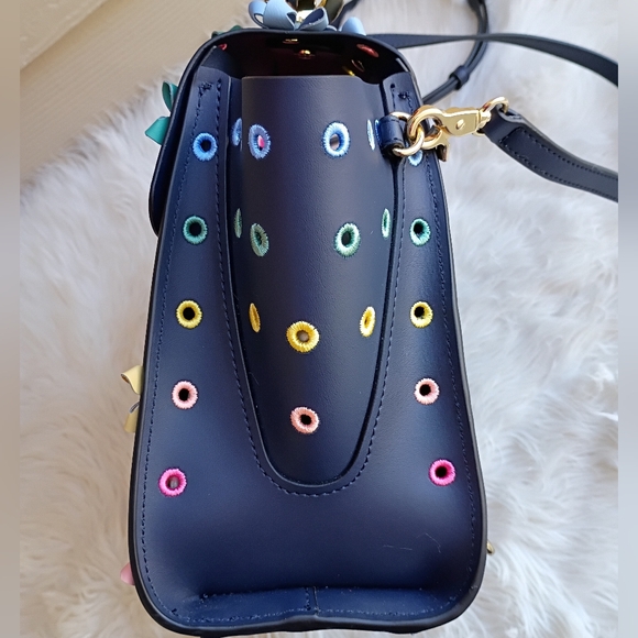 Zac Posen Blue Rainbow Floral Parisian Nights Eartha Top Handle Convertible Bag - Picture 7 of 16